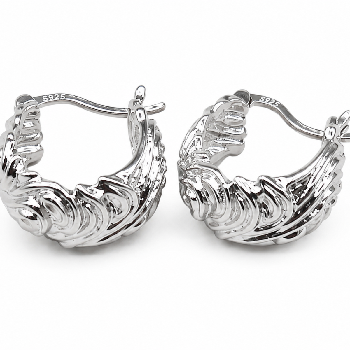 Ripple Sculpt Hoops | 925 Sterling Silver