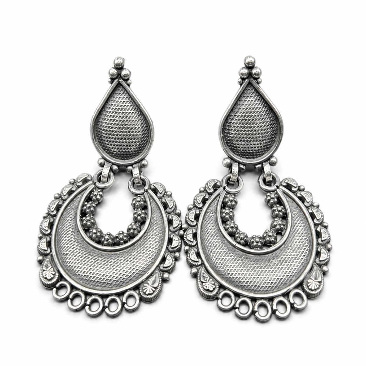 Lattice Crescent Drops | 925 Sterling Silver