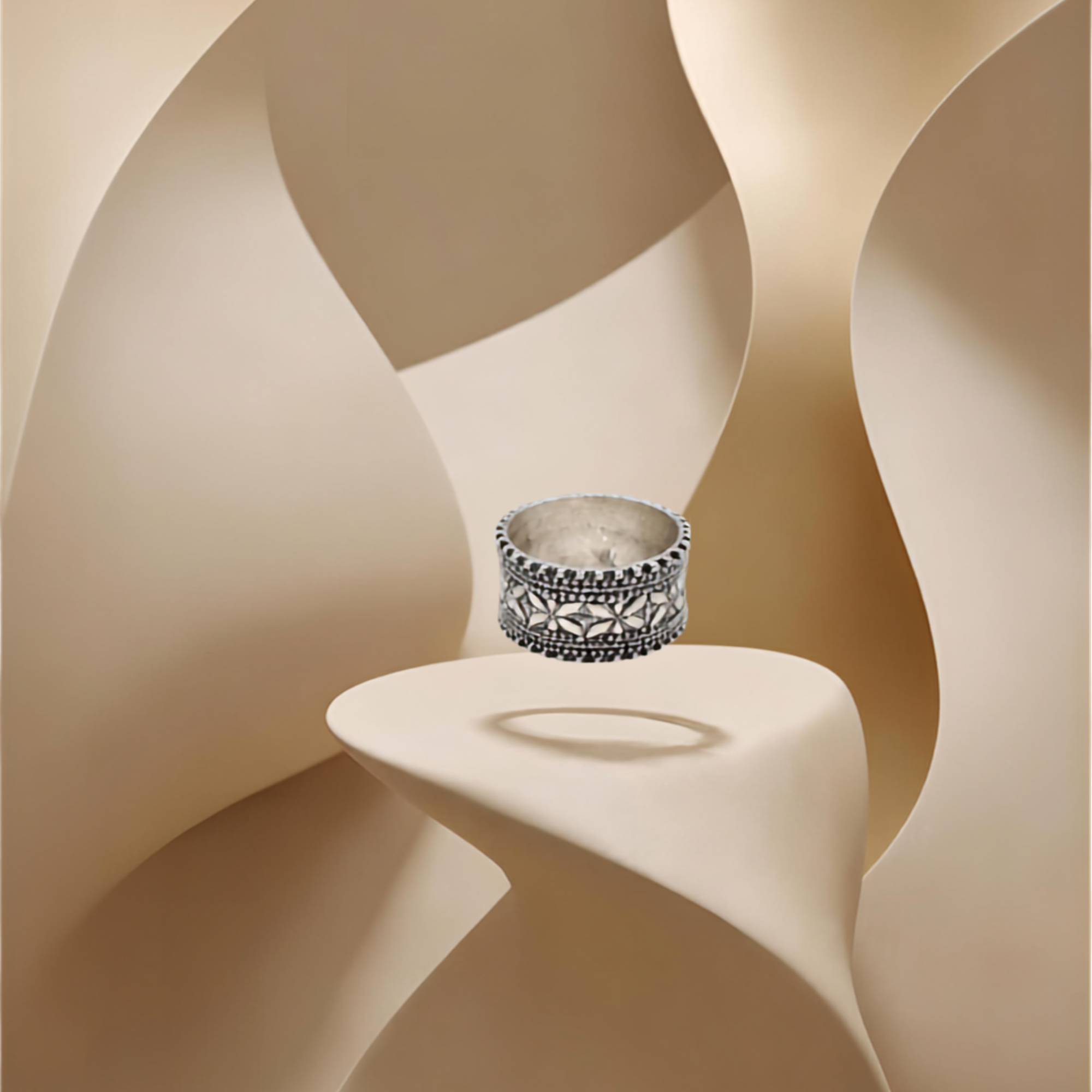 Flora Band Ring | 925 Sterling Silver | Oxidized Ring