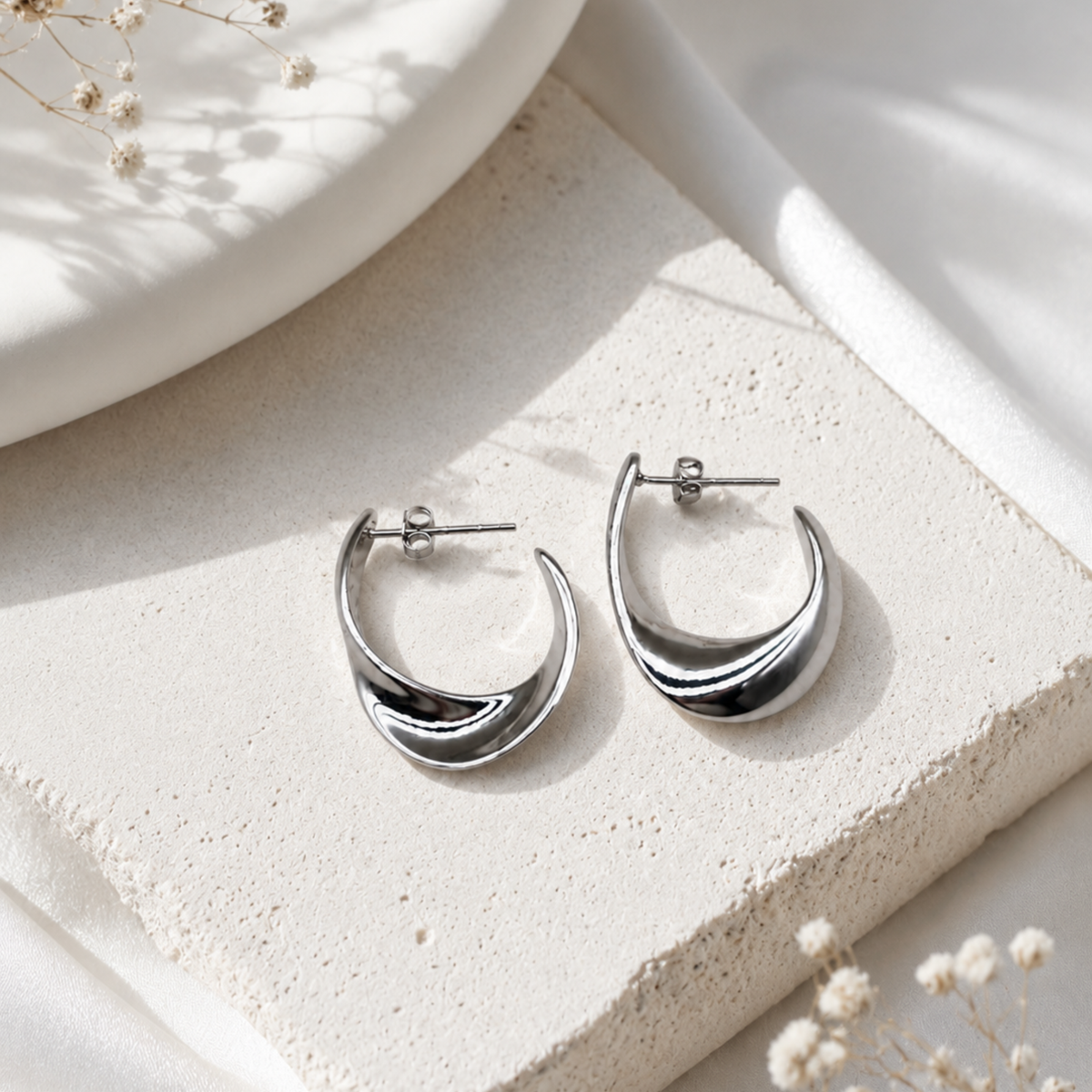 Luna Sculpt Hoops | 925 Sterling Silver