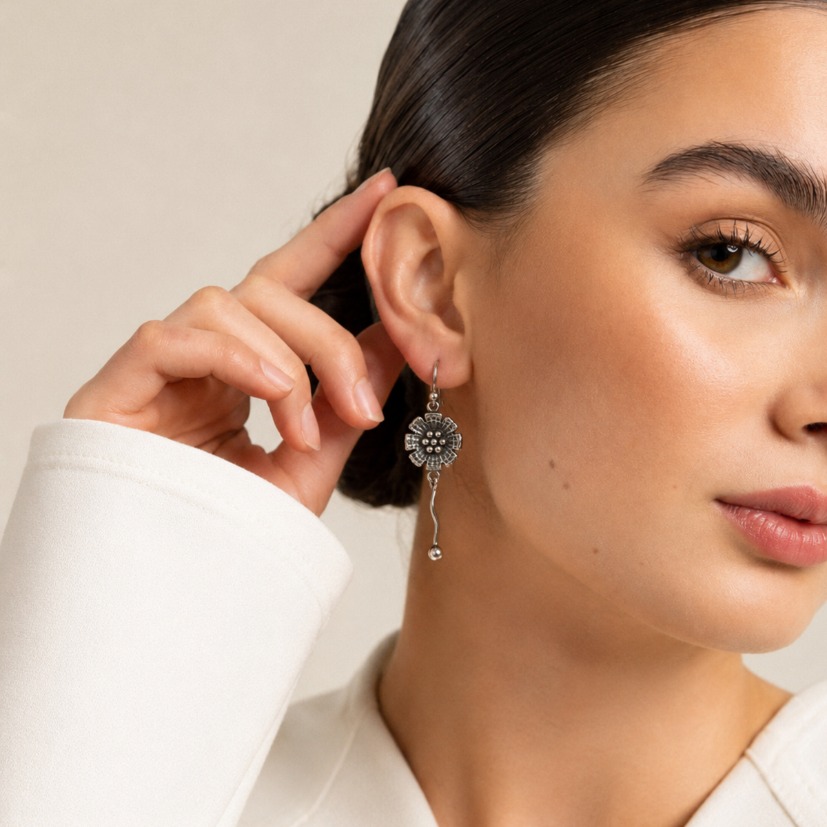 Bloom Drop Earrings | 925 Sterling Silver | Oxidized Earrings