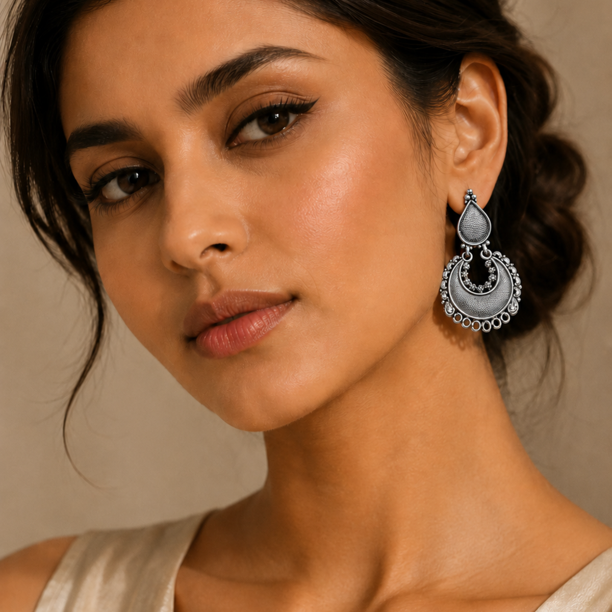 Lattice Crescent Drops | 925 Sterling Silver