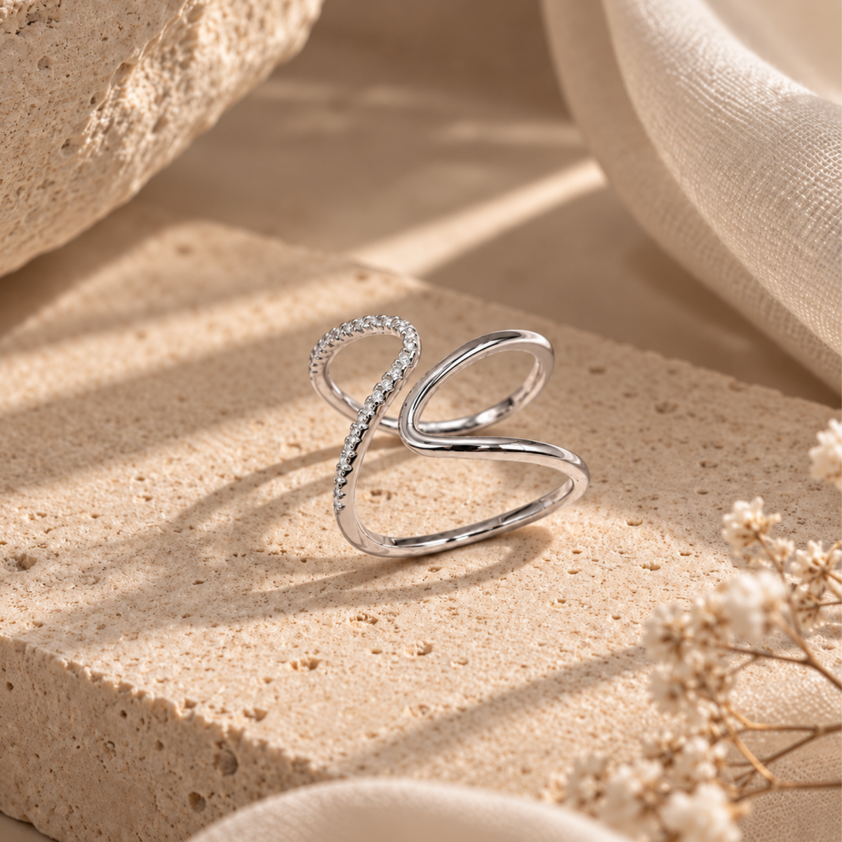 Elara Curve Ring | 925 Sterling Silver